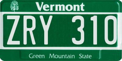 VT license plate ZRY310
