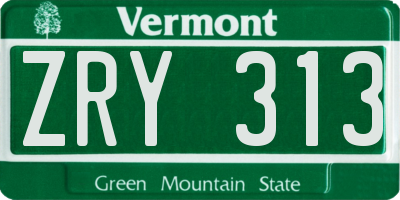 VT license plate ZRY313