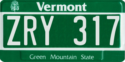 VT license plate ZRY317
