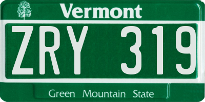 VT license plate ZRY319