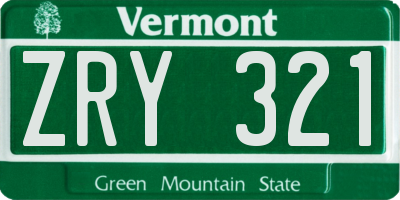 VT license plate ZRY321