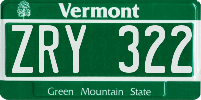 VT license plate ZRY322
