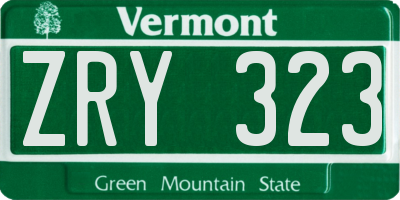 VT license plate ZRY323