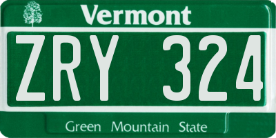 VT license plate ZRY324