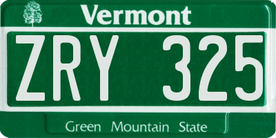 VT license plate ZRY325