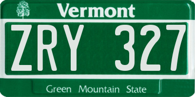 VT license plate ZRY327