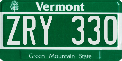 VT license plate ZRY330