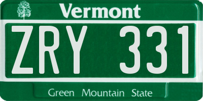 VT license plate ZRY331