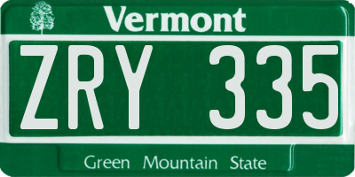 VT license plate ZRY335