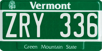 VT license plate ZRY336