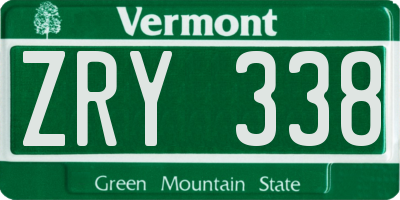 VT license plate ZRY338