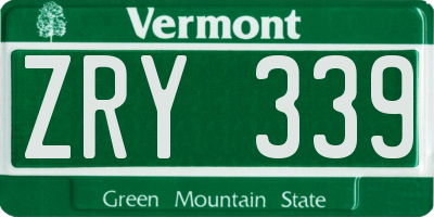 VT license plate ZRY339