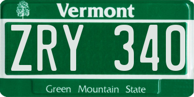 VT license plate ZRY340
