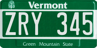 VT license plate ZRY345