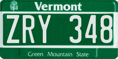 VT license plate ZRY348
