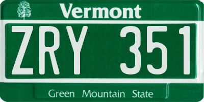 VT license plate ZRY351