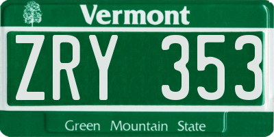 VT license plate ZRY353