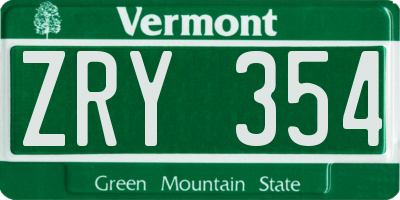 VT license plate ZRY354