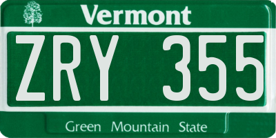 VT license plate ZRY355