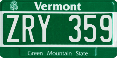 VT license plate ZRY359