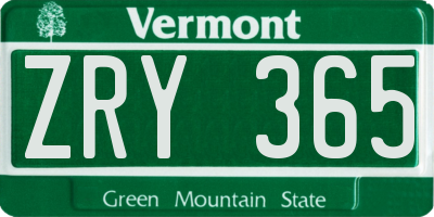 VT license plate ZRY365