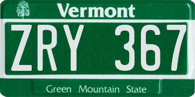 VT license plate ZRY367