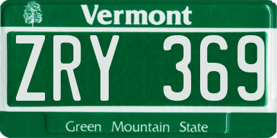 VT license plate ZRY369