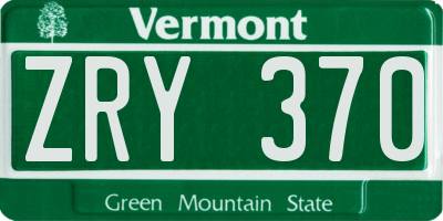 VT license plate ZRY370