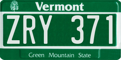 VT license plate ZRY371