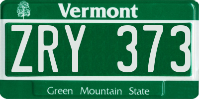 VT license plate ZRY373