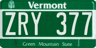 VT license plate ZRY377