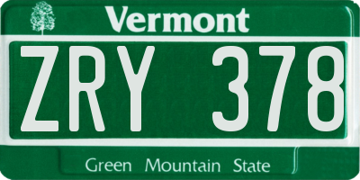 VT license plate ZRY378