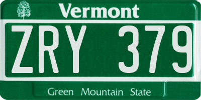 VT license plate ZRY379