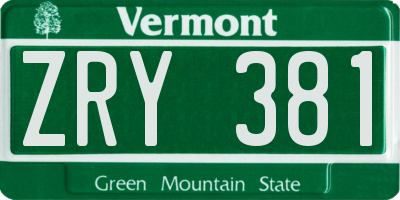 VT license plate ZRY381