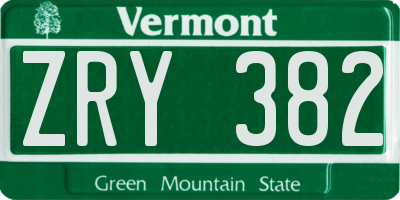 VT license plate ZRY382