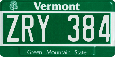 VT license plate ZRY384