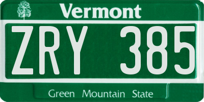 VT license plate ZRY385