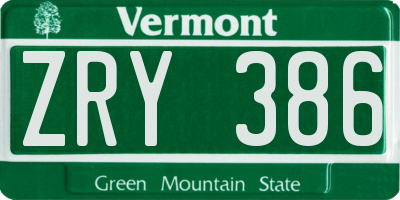 VT license plate ZRY386