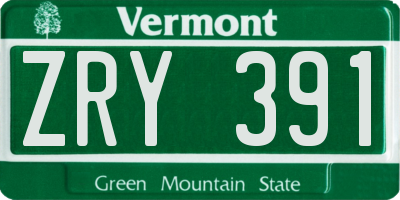 VT license plate ZRY391