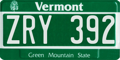 VT license plate ZRY392