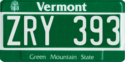 VT license plate ZRY393