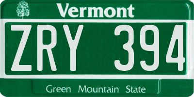 VT license plate ZRY394