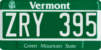 VT license plate ZRY395