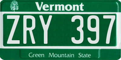 VT license plate ZRY397