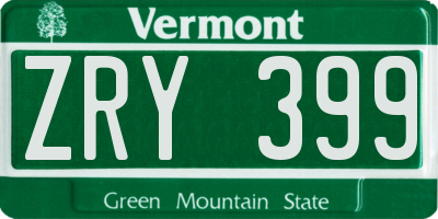 VT license plate ZRY399