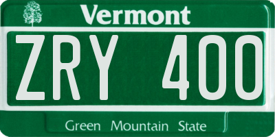 VT license plate ZRY400