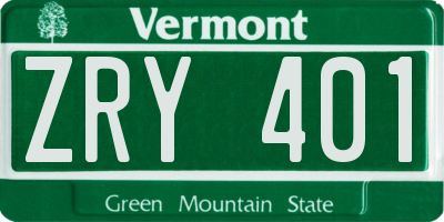 VT license plate ZRY401