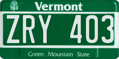 VT license plate ZRY403