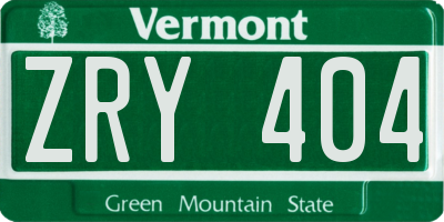 VT license plate ZRY404