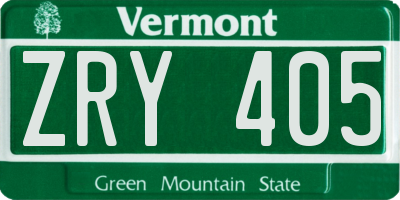 VT license plate ZRY405